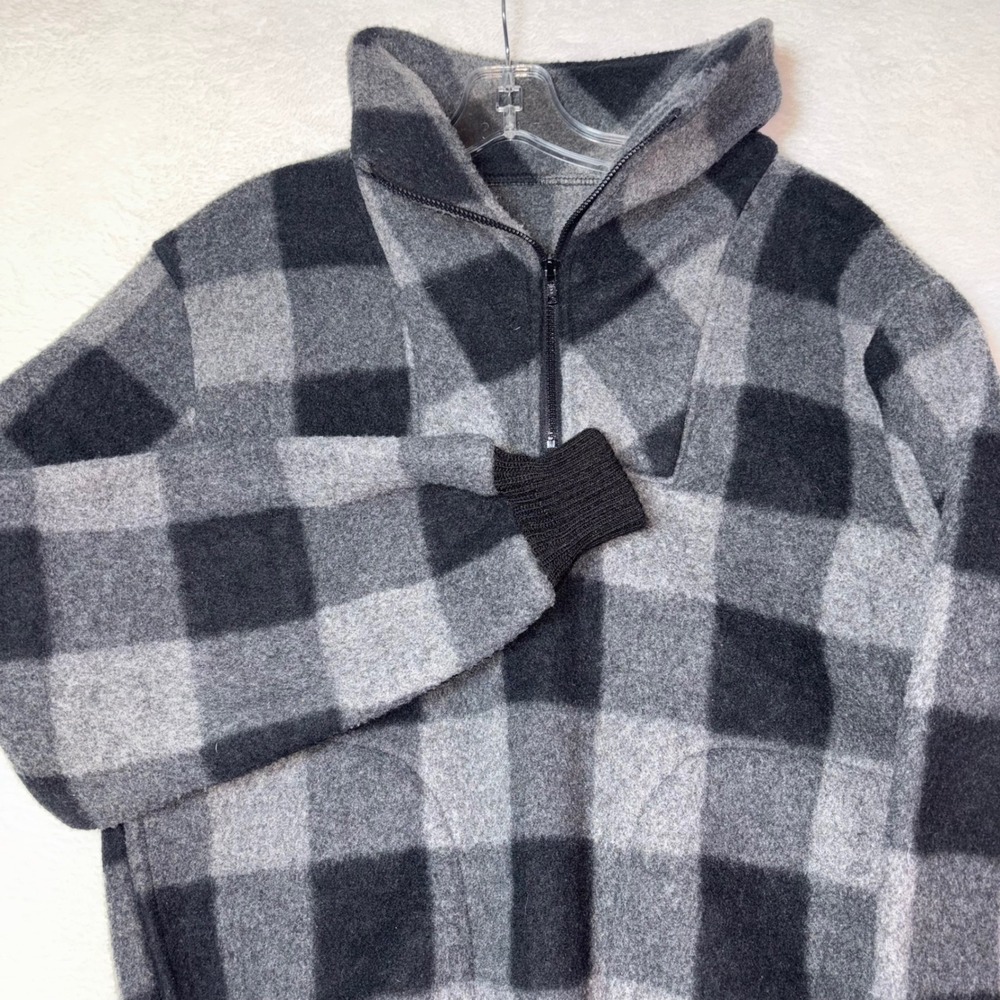 Western Star Seattle Outerwear Buffalo Plaid Polarfleece 1/4 Zip Pullover M VTG